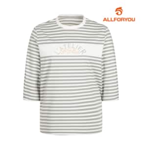 23SS 여성 자수 포인트 스트라이프 7부 티셔츠 ALTRM4416-816_G