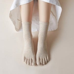 여성 크림 발가락양말 5켤레 무지중목 패션 여자긴양말 핑거삭스 무좀