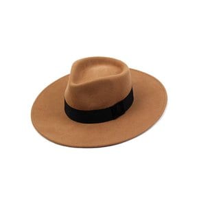 V Beige Long Wool Fedora 울페도라