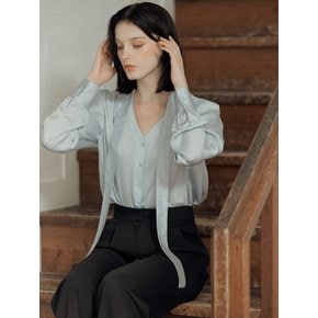 Camila Tie Silky Blouse [Blue]