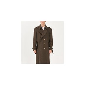 [M]Unisex Wool Oversize Trench Coat_MELANGE KHAKI