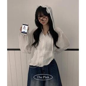 / 쇼피 도트 프릴 시스루 스트링 바람막이 점퍼