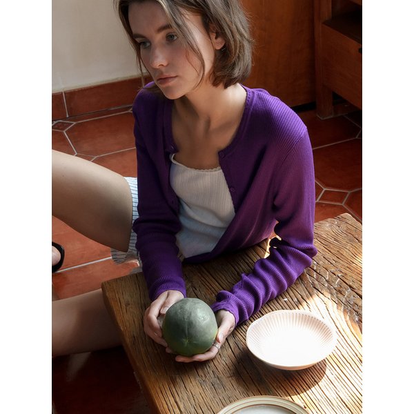 PETAL RIBBED CARDIGAN [PURPLE] / 5COLOR