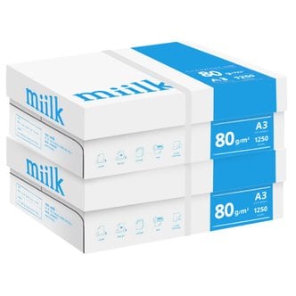 miilk 한국 밀크 A3 복사용지 80g 1250매 2BOX