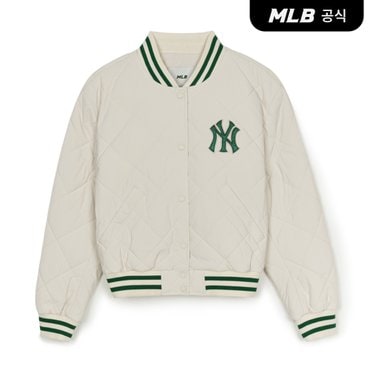 MLB [코리아공식] 여성 바시티 다이아퀼팅 립 크롭 패딩자켓 NY (D.Cream)