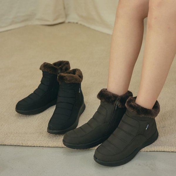[옷자락] 여성 겨울 심플 털 안감 데일리 패딩 앵클 부츠
