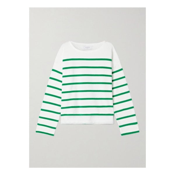 라 리뉴 브레톤 스트라이프 테리 코튼 혼방 탑 화이트 46376663162851549