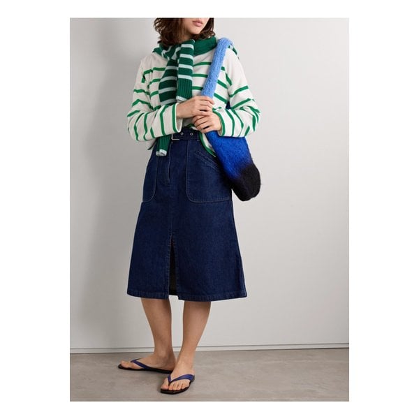 라 리뉴 브레톤 스트라이프 테리 코튼 혼방 탑 화이트 46376663162851549