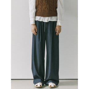 Stripe banding slacks / Navy