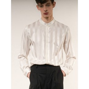 Striped-Jacquard Silk-Satin Shirt[White(UNISEX)]_UTS-FS35