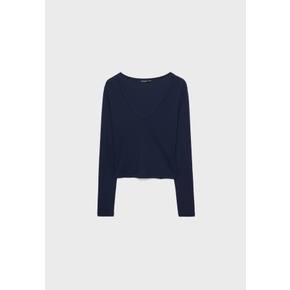 브이넥 리브드 티셔츠 2504/647 NAVY BLUE