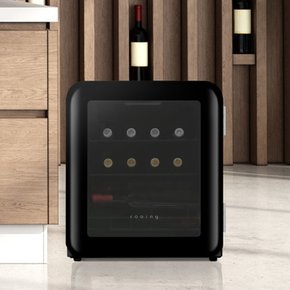 레트로 와인냉장고 WC-15 블랙 와인셀러 미니 소형 가정용 업소용 저장고 투명