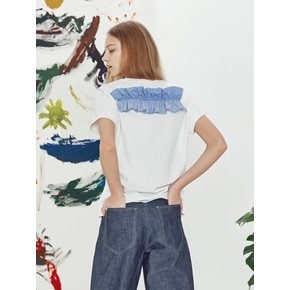 [COINONIA CANVAS] Back-frilled T-shirt -white