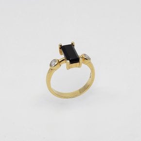 black onyx with white topaz ring