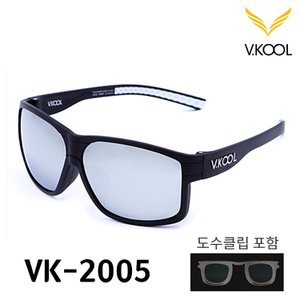  브이쿨 VK-2005 블랙 실버 편광 선글라스 도수클립 포함