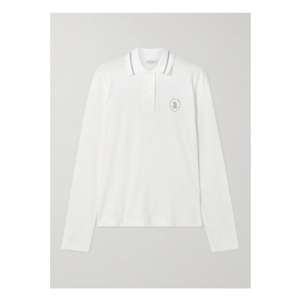 브루넬로쿠치넬리 프린트 코튼 저지 폴로 셔츠 화이트 1647597355286490