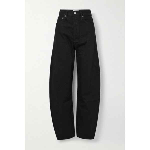 루나 하이웨이스트 배럴 레그  진 블랙 46376663162898596