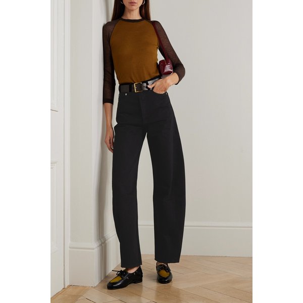 루나 하이웨이스트 배럴 레그  진 블랙 46376663162898596