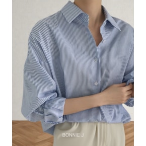 보이핏 스트라이프 롱 데일리 셔츠 간절기 오피스 직장인룩