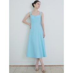 Mikado silk slip long dress Sky blue