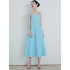 Mikado silk slip long dress Sky blue