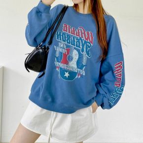 레터링배색쭈리 라운드박스 맨투맨 긴팔롱티셔츠 데일리 빅사이즈 루즈핏나염 .._P436604415
