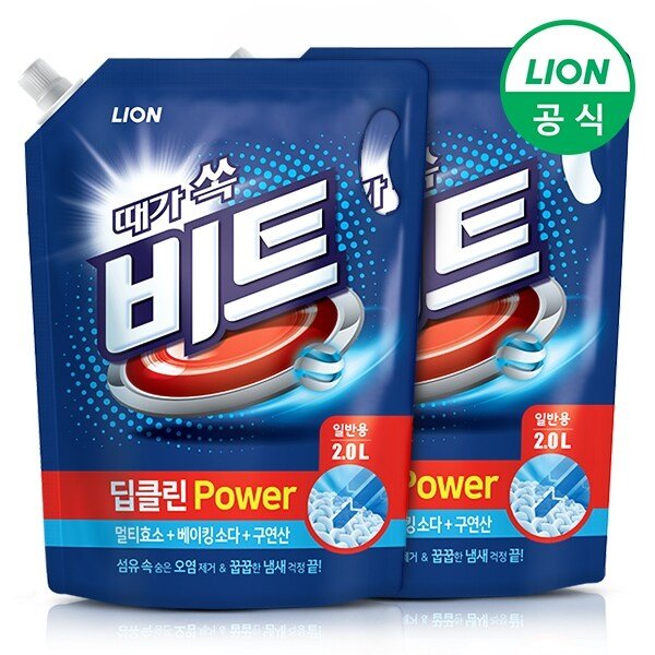 비트 세탁세제 딥클린파워 액체 2L리필(일반) 2개