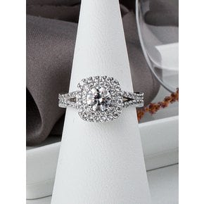 5부 랩 그로운 다이아몬드 반지 더블 헤일로 라운드 스퀘어 결혼 기념일 프로포즈 선물