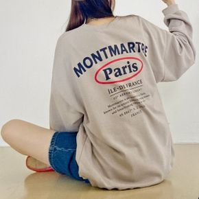 파리레터링쭈리 라운드박스 맨투맨 긴팔롱티셔츠 데일리 빅사이즈 루즈핏 면캐주얼_P438702049