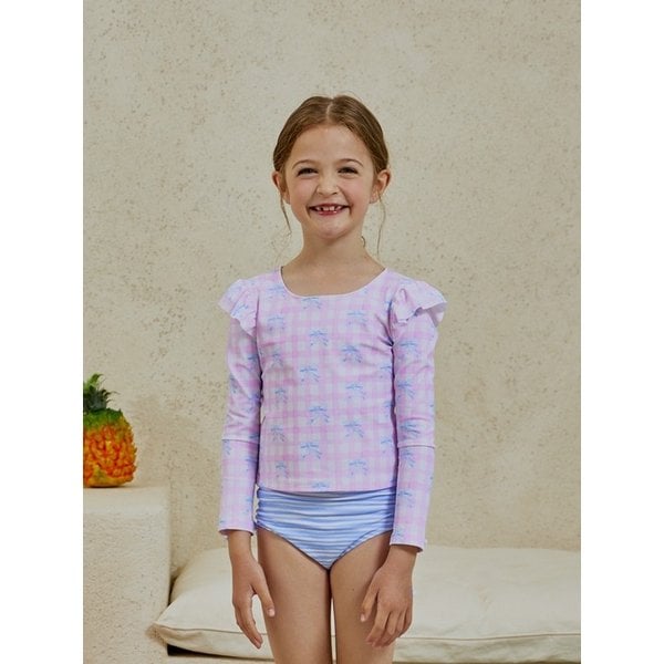 보우체크 여아동 상하세트 수영복