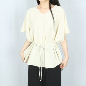 체형커버  6색 무지 브이넥 끈 반팔 블라우스   _P427443843
