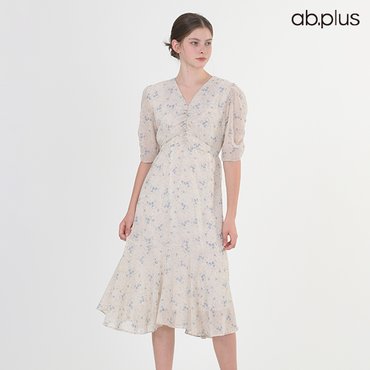 ab.f.z [ab.plus] 브이넥 플라워 패턴 포인트 원피스 (LSY2MO33A)