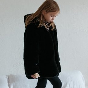 FUR HOOD WARM COAT_BLACK