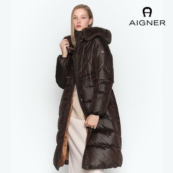 후드 트리밍 롱다운 점퍼