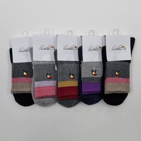 베이직 캐주얼 뒤틀림 방지 여자 패션 중목 양말 5족