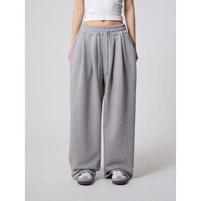 데일리 투턱 와이드 스웨트 팬츠 그레이_Daily Two Tuck Wide Sweat Pants Gray