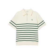 [24SS][2COLOR] 크림/화이트 스트라이프 면혼방 반집업티셔츠 (HZTS4B606)