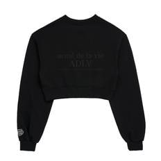 SPADE SCRIPT LOGO CROP TOP SWEAT SHIRT BLACK-스페이드크롭맨투맨