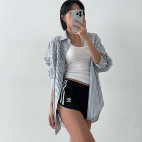 여자 스트라이프 오버핏셔츠 포켓 여름옷 긴팔 셔츠