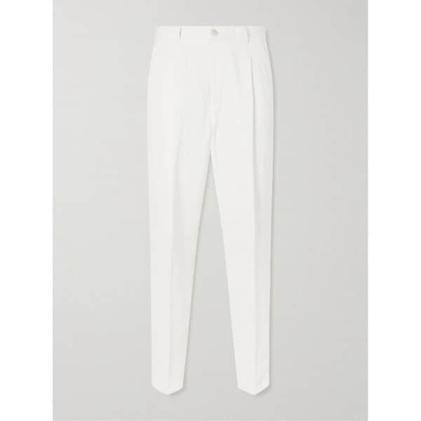 브루넬로쿠치넬리 스트레이트 레그 플리츠 헤링본 코튼 리넨 블렌드 팬츠 46376663163018838