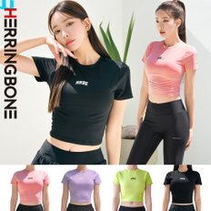 여성 크롭 래쉬가드 슬림핏 스윔웨어 멀티 스포츠 반팔 티셔츠 비치웨어 수영복 RG356W