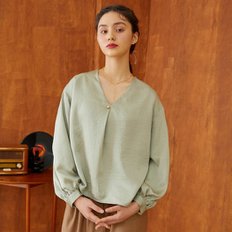 / v-neck one tuck blouse (green)