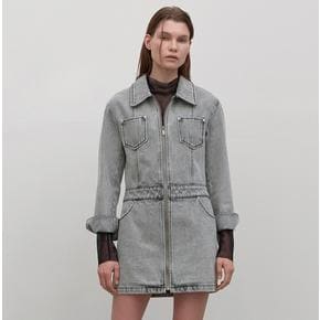 (OP-6153)MELIN ZIP-UP MINI DENIM DRESS