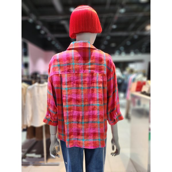 [부산점] 자수 린넨 체크 블라우스 BABLA5531