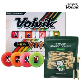 볼빅 NEW VIVID 화투 골프공 대나무 골프티 83mm 65p 세트