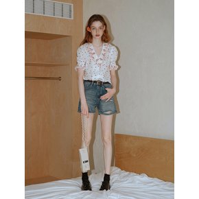 Cest_Vintage ripped denim short pants