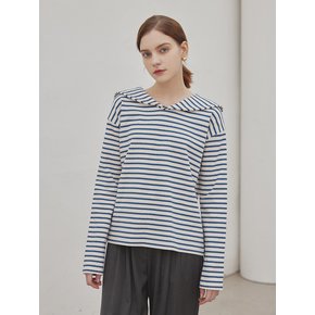 Marin stripe sailor collar t-shirts_BLUE