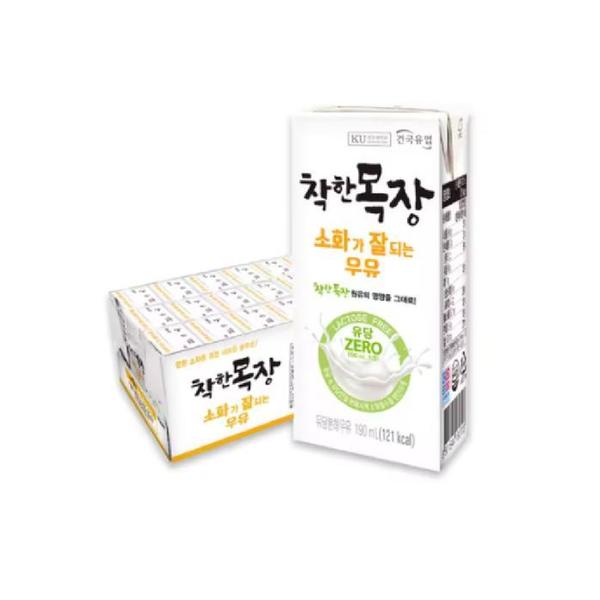 확대된 대표 건국우유 착한목장 소화가 잘되는 우유 락토프리 190ml x 24팩(1)