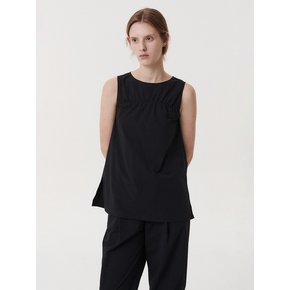 SHIRRING SLEEVELESS BLOUSE (BLACK)