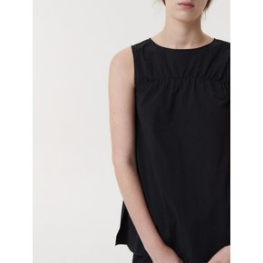 SHIRRING SLEEVELESS BLOUSE (BLACK)